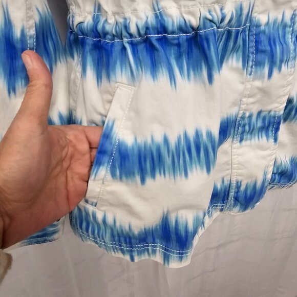 Style & Co Blue White Grungy Striped Utility Jacket Beach M - Picture 7 of 15